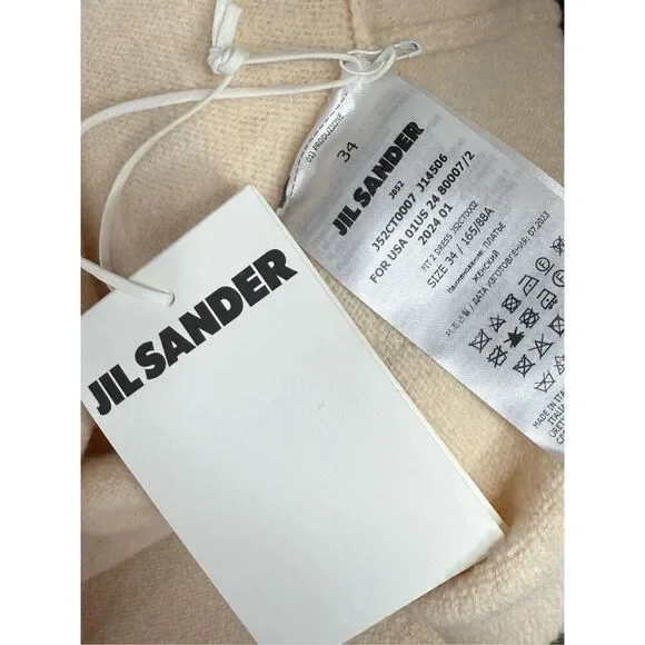 Jil Sander Womens Asymmetric-Hem Merino Wool Midi Sweater Dress Natural Sz 4 - Picture 11 of 12